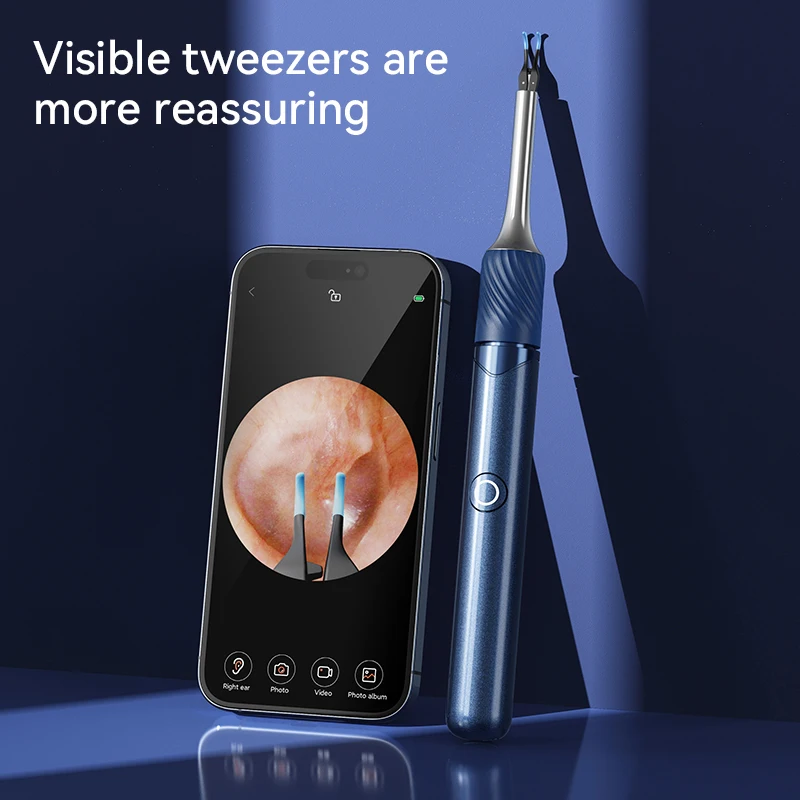 Visual Ear Wax Cleaner Endoscope 3.2mm Camera Len Electric Ear Cleaner Otoscope Wax Removal 8MP HD Pixels Ear Tweezer Kit Tools