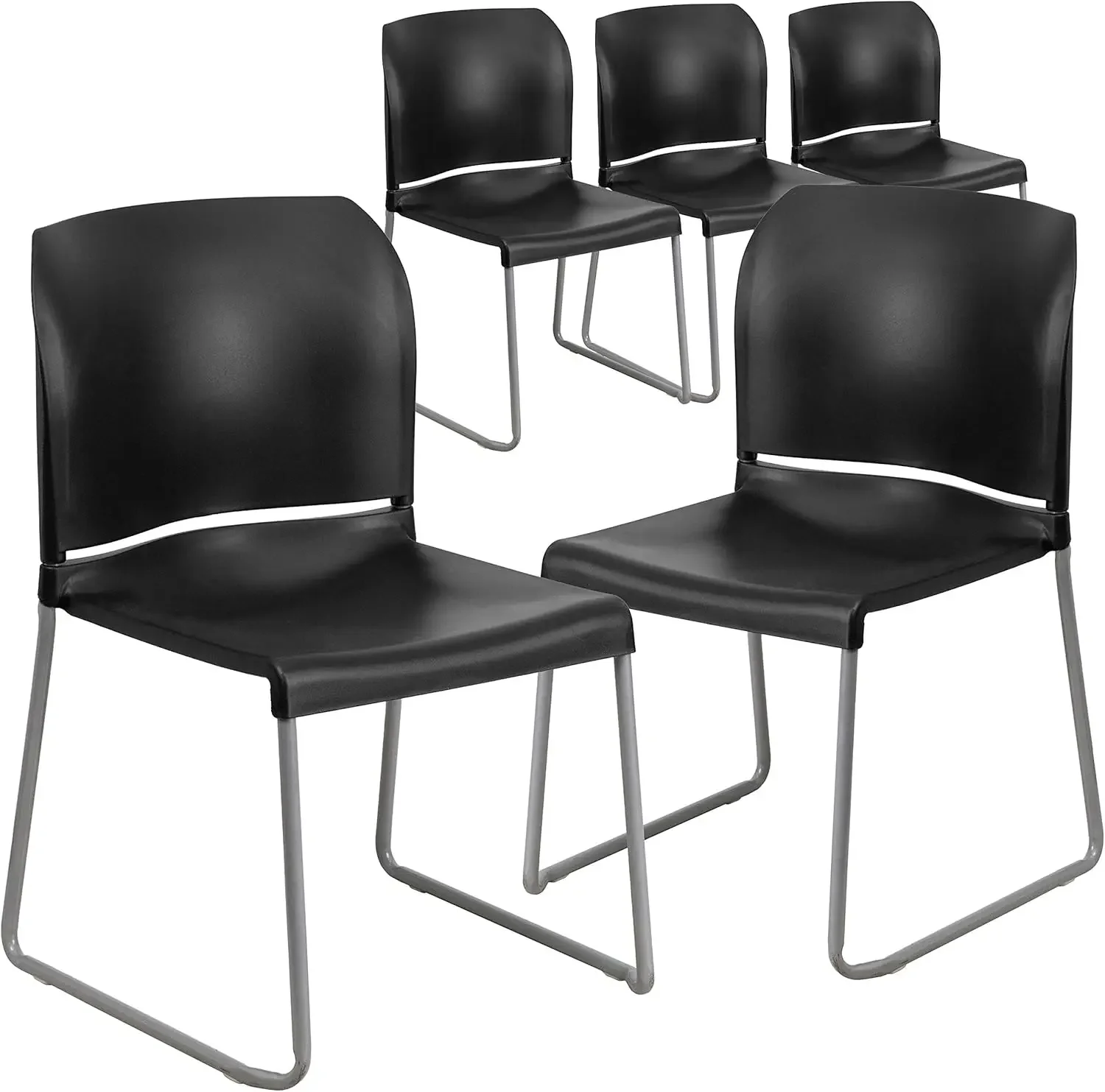 Flash Furniture Hercules Series Contoured Stacking Chairs for Waiting Rooms and Offices, Ergonomic Lobby Chairs with Curved Back