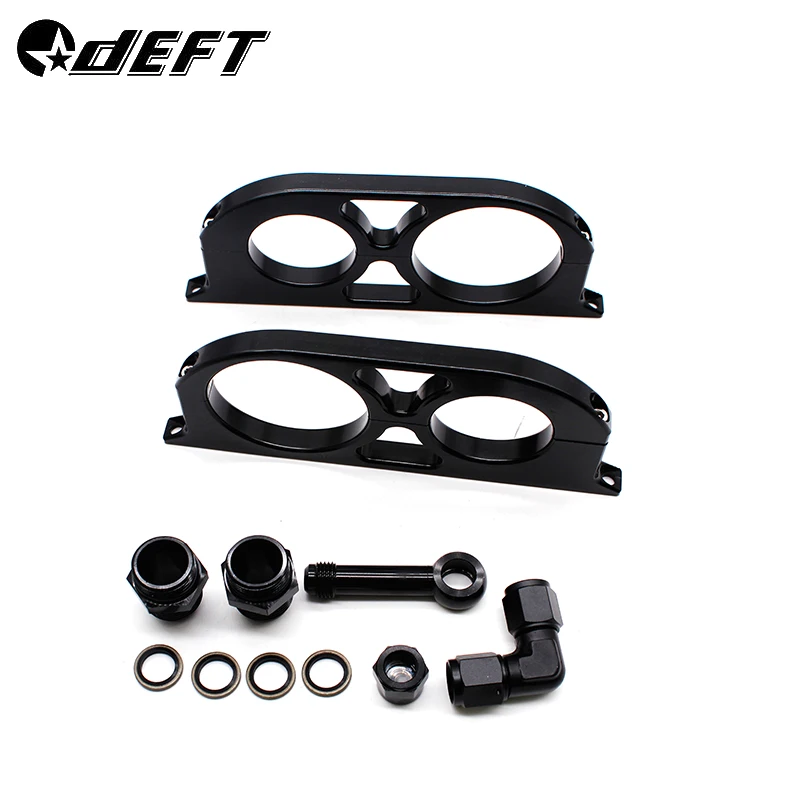 

DEFT Aluminum Billet dual Double Bracket Mounting Bracket Clamp Kit for 44mm fuel filter and 60mm 044 pump with fitting