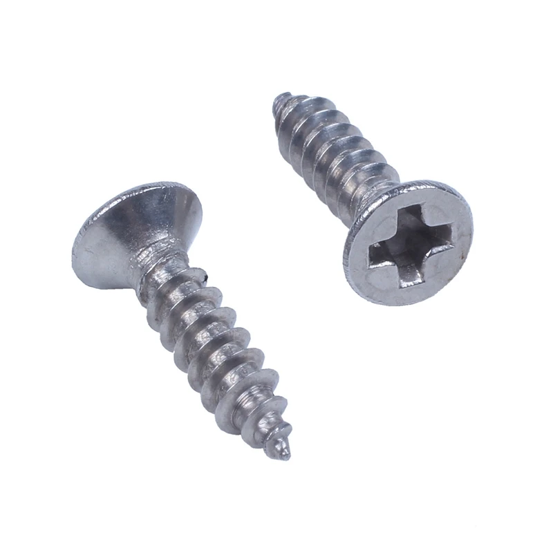 Parafuso auto-roscante Phillips de cabeça plana de aço inoxidável 300X 12X3mm prata