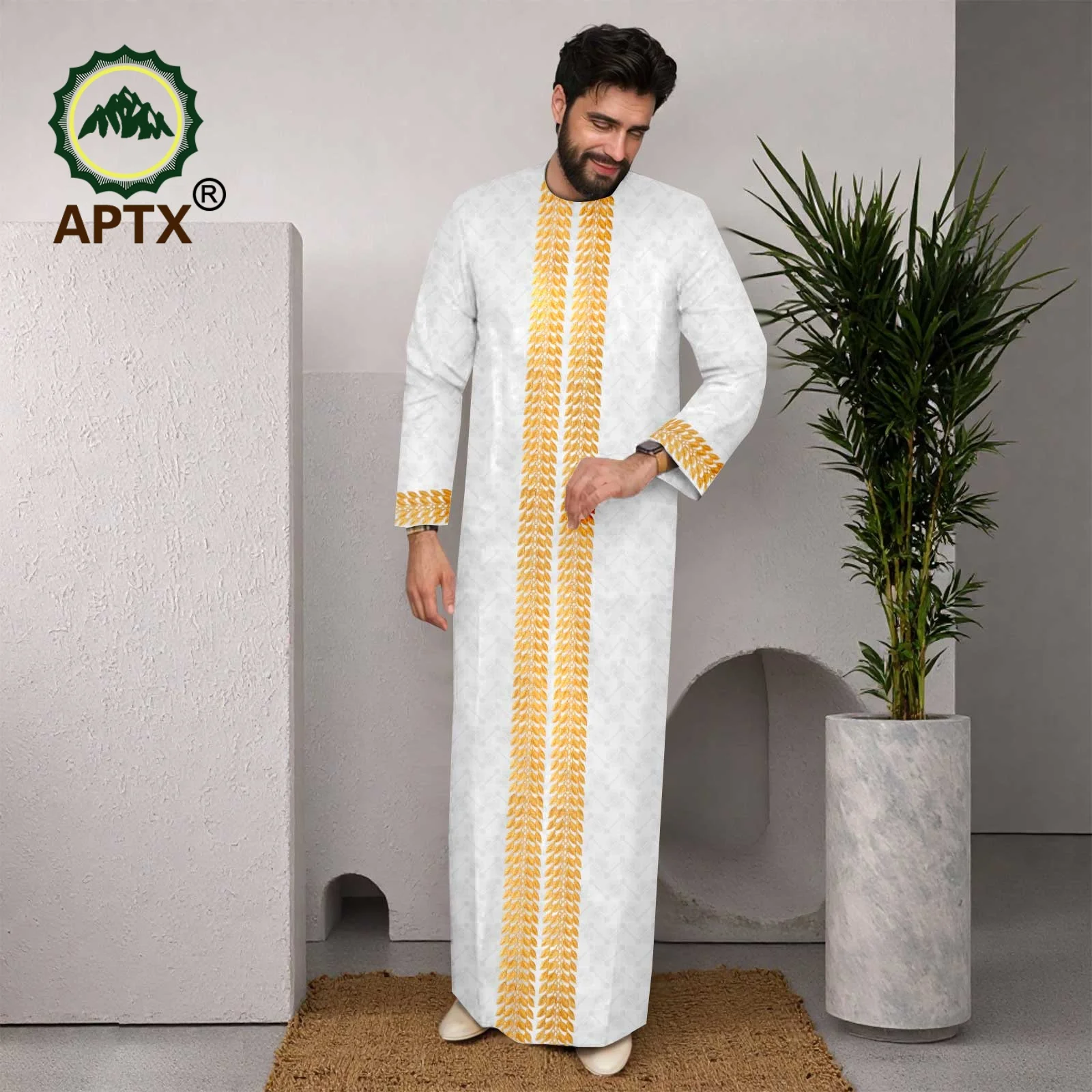 APTX Muslim Men Robe Abaya Long Sleeve Embroidery Festival Set Casual Men 3-Pcs Suit Abaya Middle East Arab Clothes 2514012
