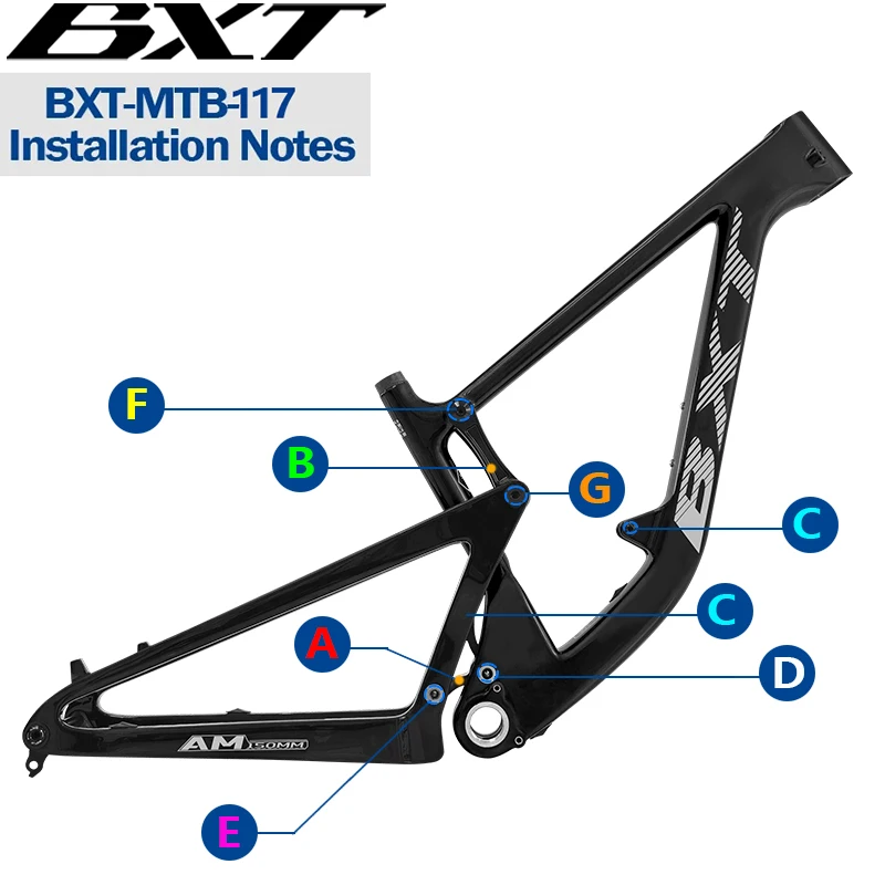 

BXT Frame Parts Carbon Full Suspension Bike Frame Rear Shock Connector Screw Set only fit for Frame Model BXT-MTB-117