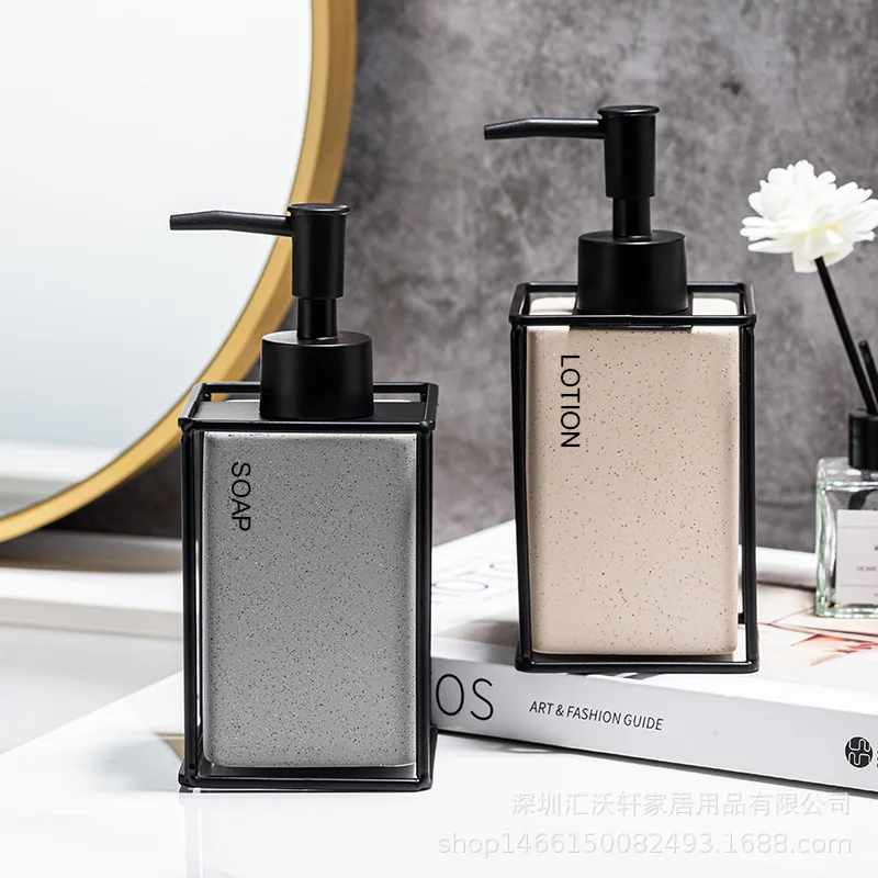 

Ceramic Soap Dispenser Stone Look Refillable Pump Bottle for Home Hotel Bathroom Liquid Container