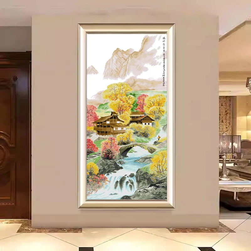 

Весенний полный комплект на холсте с принтом, осеннее тематическое украшение для входа, картина в сельских областях, набор для рукоделия «сделай сам» для взрослых