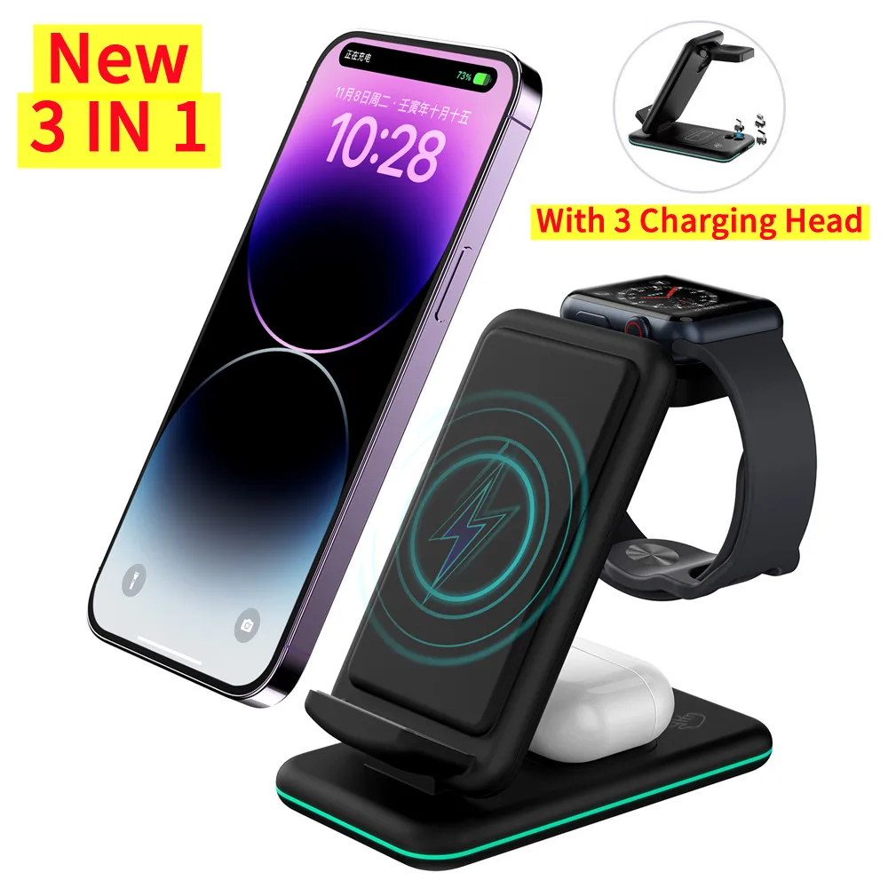 Magnetic Wireless Charger Holder Stand Fast Charging Dock Station For iPhone 14 13 12 XS Pro Max Apple Watch Airpods Galaxy Buds