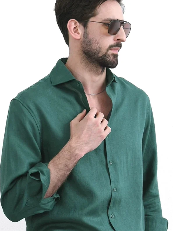 

Military een Cotton Linen Men's irt American Retro Slim Fit Long Sve Casual Workwear irt Breathable Loose Fit Youth ...
