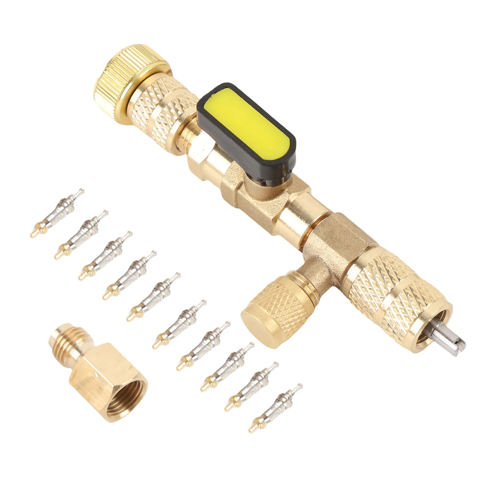 

Valve Remover Kit Steel Adapter Valve Removal Tool with 10 Cores Wide Compatibility for R22 R12 R407 R410 R404 R32 HVAC