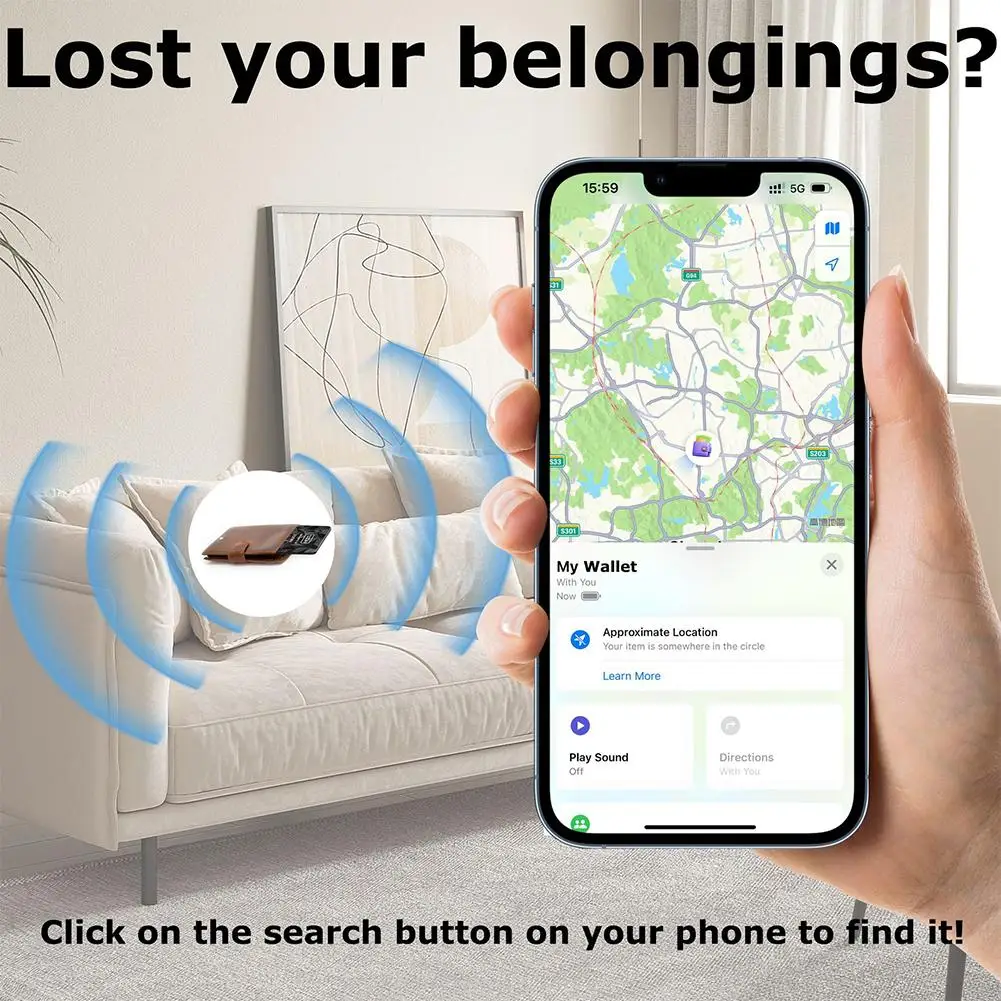Portafoglio ultrasottile Localizzazione scheda anti-smarrimento Localizzazione Smart Tag GPS per iPhone Trova la mia scheda dispositivo Bluetooth Smart Tag ultra sottile