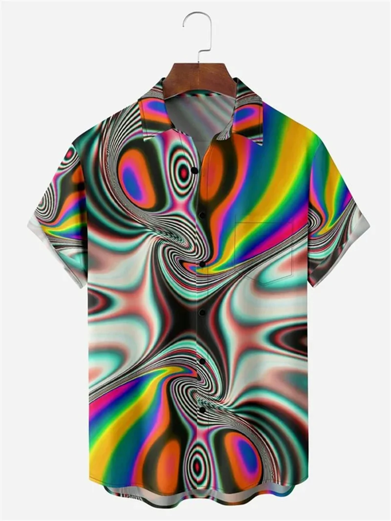 

New Summer Art Design Color Mushroom Pattern 3D Printing Men's Short sleeved Shirt Harajuku Short sleeved Shirt