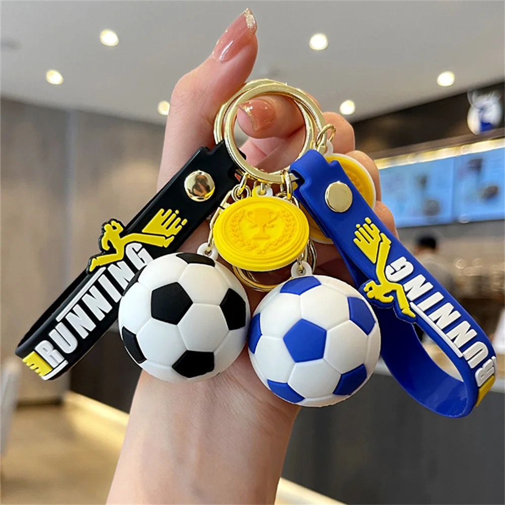 New Simulation Football Keychain PVC Soft Glue Soccer Car Pendant Keyring Bag Decoration Accessories Gift For Fan Women Men