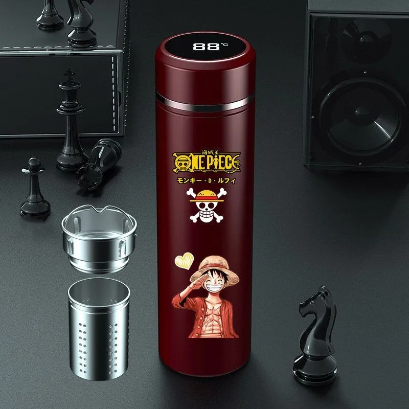 

One Piece Luffy Anime Smart Digital Thermo Cup Thermal Water Bottle Temperature Display Preservation 316 Stainless Steel Vacuum