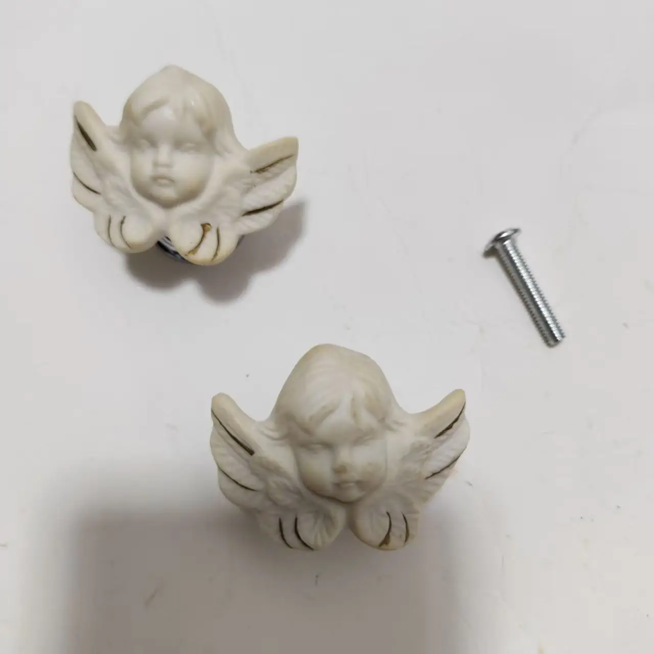 Creative Cartoon Angel Ceramic Drawer Shoe Cabinet Dresser Kid,s Room Furniture Knob Silver Chrome Cupboard Wardrobe Door Handle