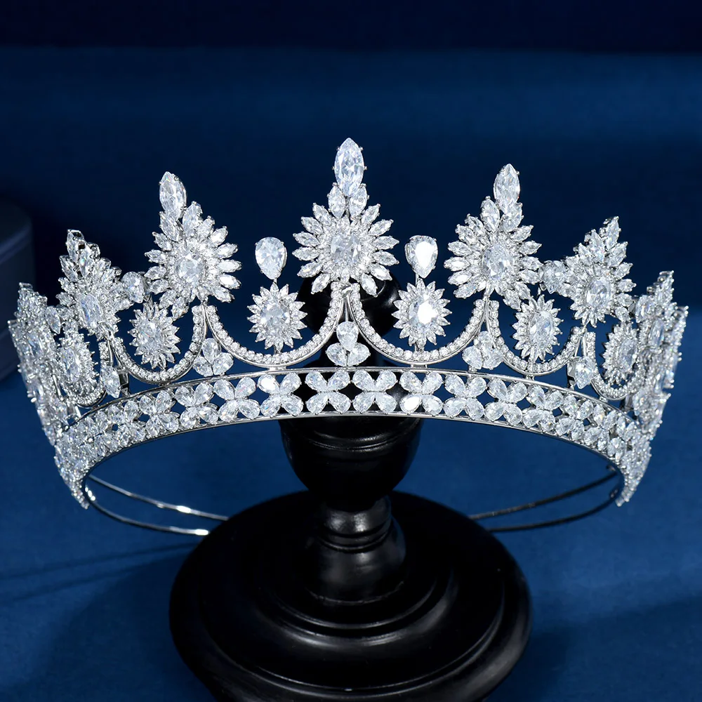 HIBRIDE Lady Bridal Party Got Engaged Hair Jewelry Cubic Zircon Tiaras&Crowns for Women Wedding Accesorios para el cabello C-20