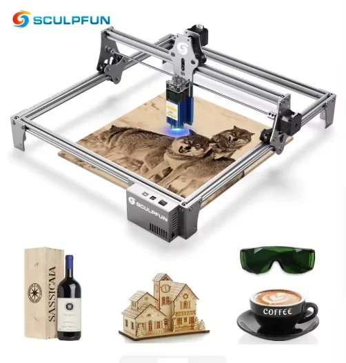 ActionLasers SCULPFUN Diode Laser Engraving Machine for Crystal Wood Stone-Bench-Top 5-20mm Depth 600mm/min Speed