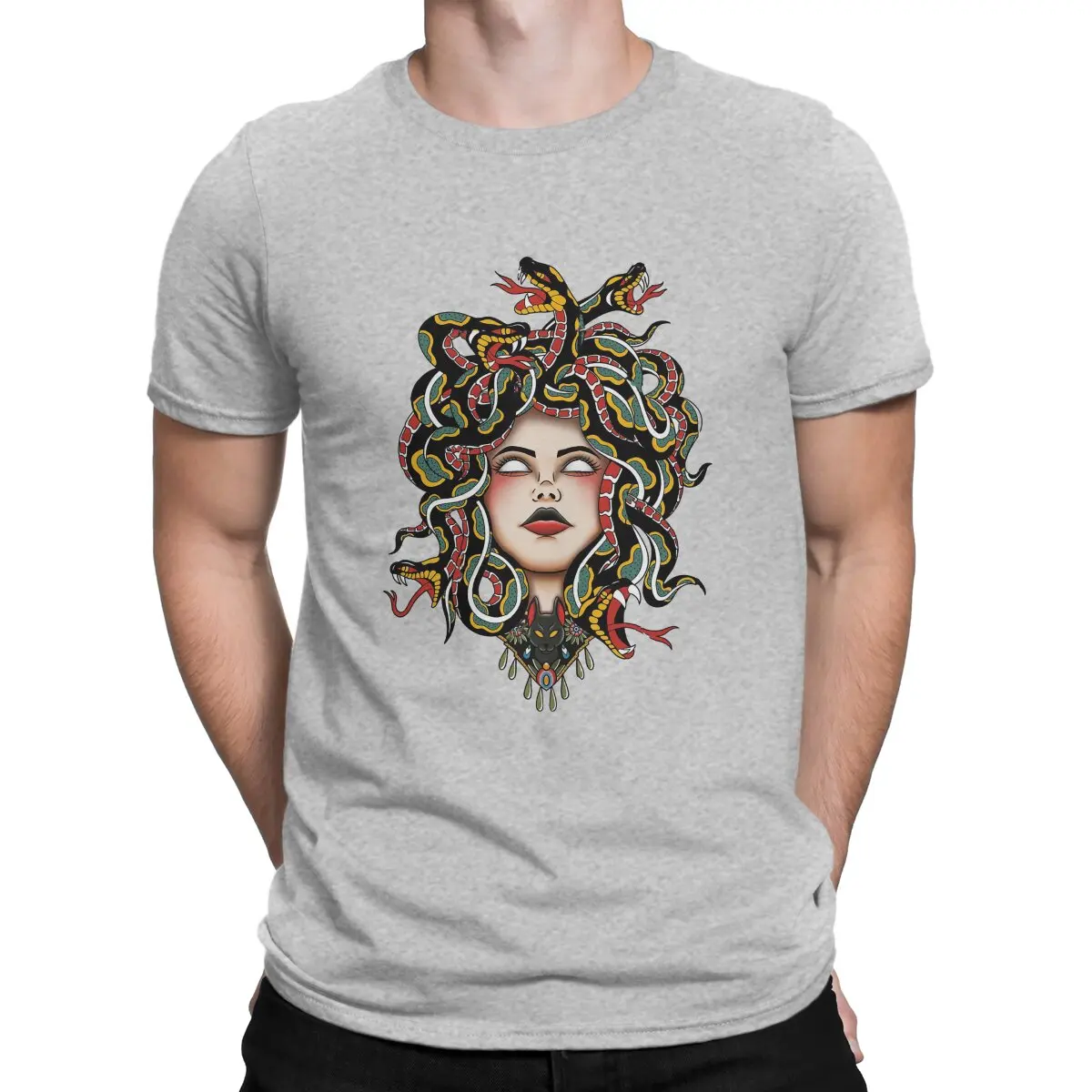 HOT SALE Medusa Old School Fitted Spoon Man T-shirt Medusa Fun T-shirt Short Sleeve O Collar T-shirt Cotton Gift Idea Top