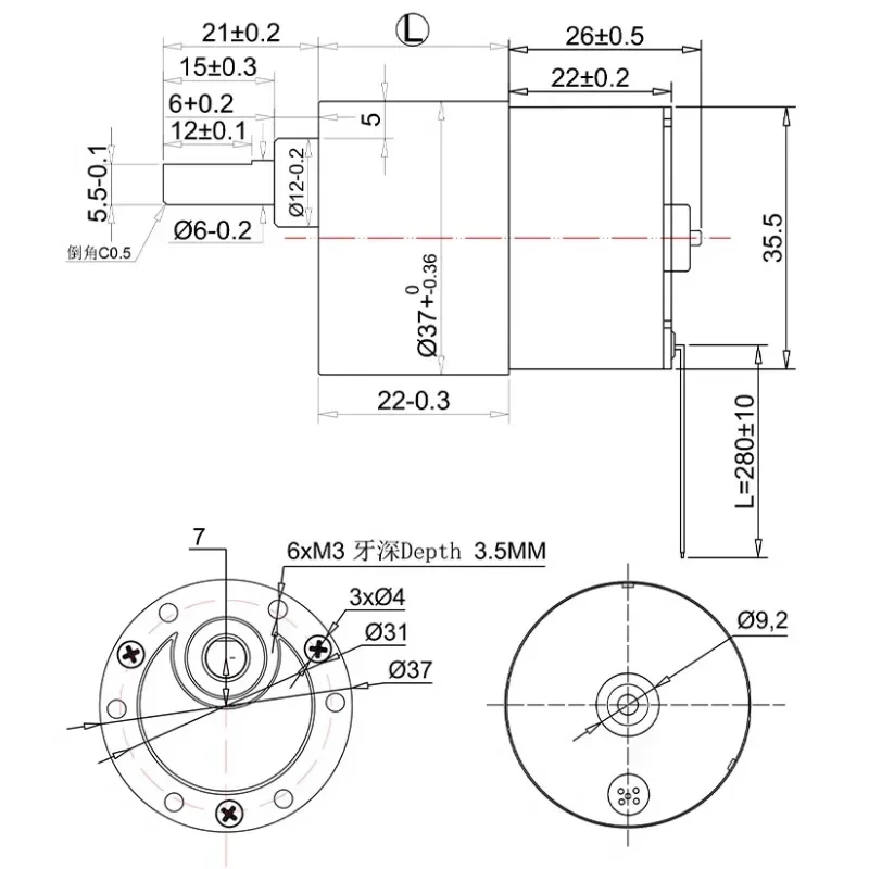 JGB37-3625 Brushless DC deceleration motor 12v24v low speed high torque micro speed control micro motor