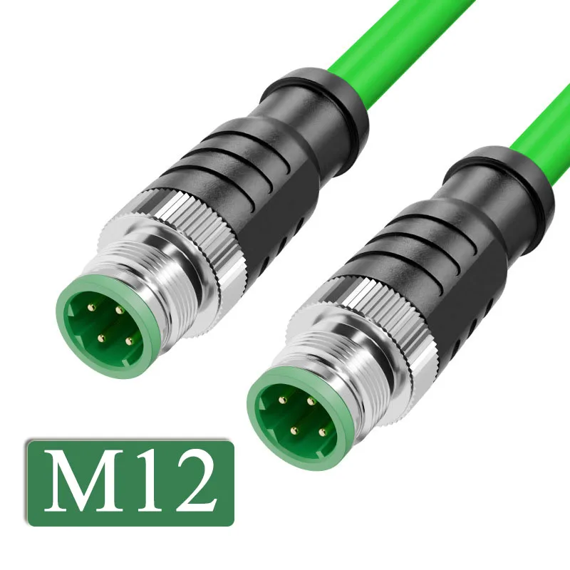 Industrial M12 to M12 4Pin D-type Profinet Ethernet Wire Male to Male High Flexible Coding Communication Line 1/2/3/5/8/15M IP67