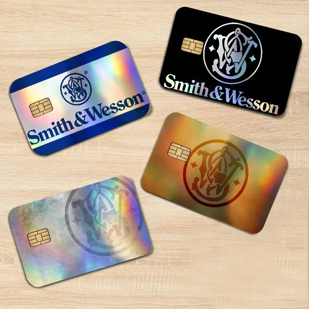 GUNS Smith Wesson Gradient Laser Bank Card Stickers Waterproof Trendy DIY Accessories