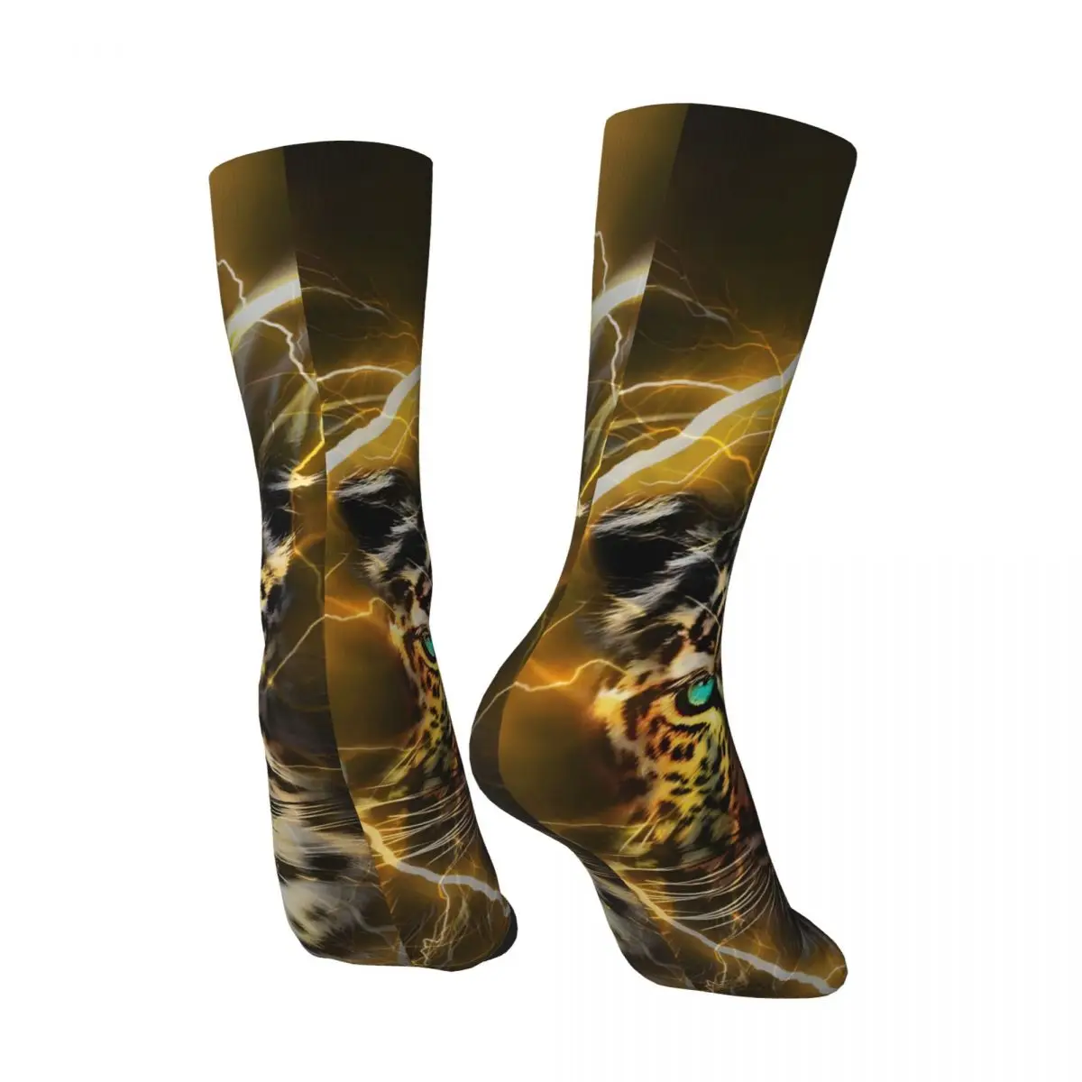 Funny Happy Men's compression Socks Lightning Leopard Retro Harajuku Space Galaxy Wolf Street Style Seamless Crew Crazy Sock