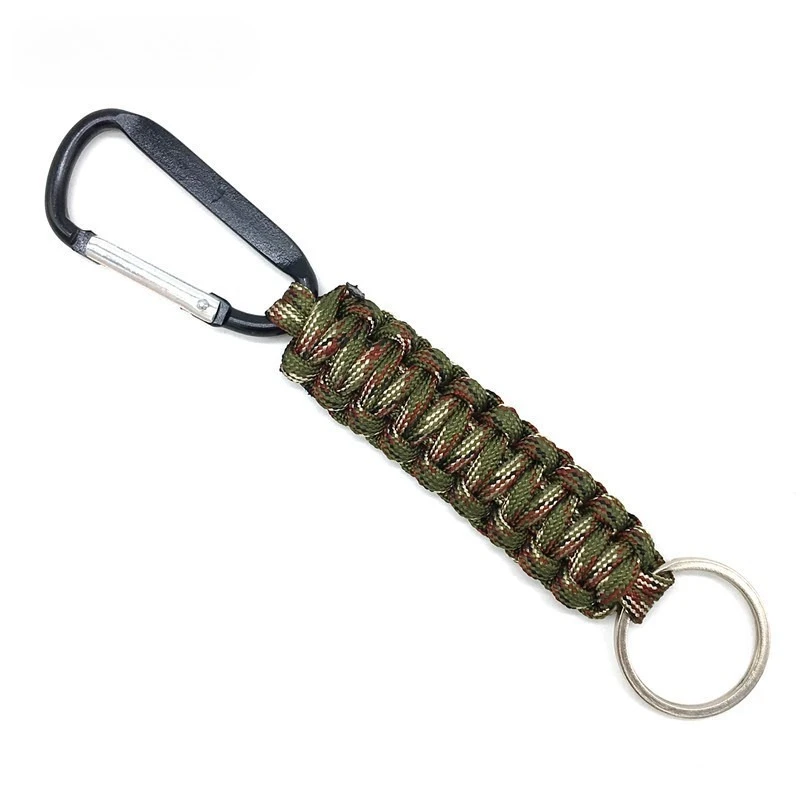 Paracord Keychain Carabiner Clip Quick Hook D Ring Hanger Lanyard Paracord Braided Key Ring For Home Camping Outdoor Key Holder