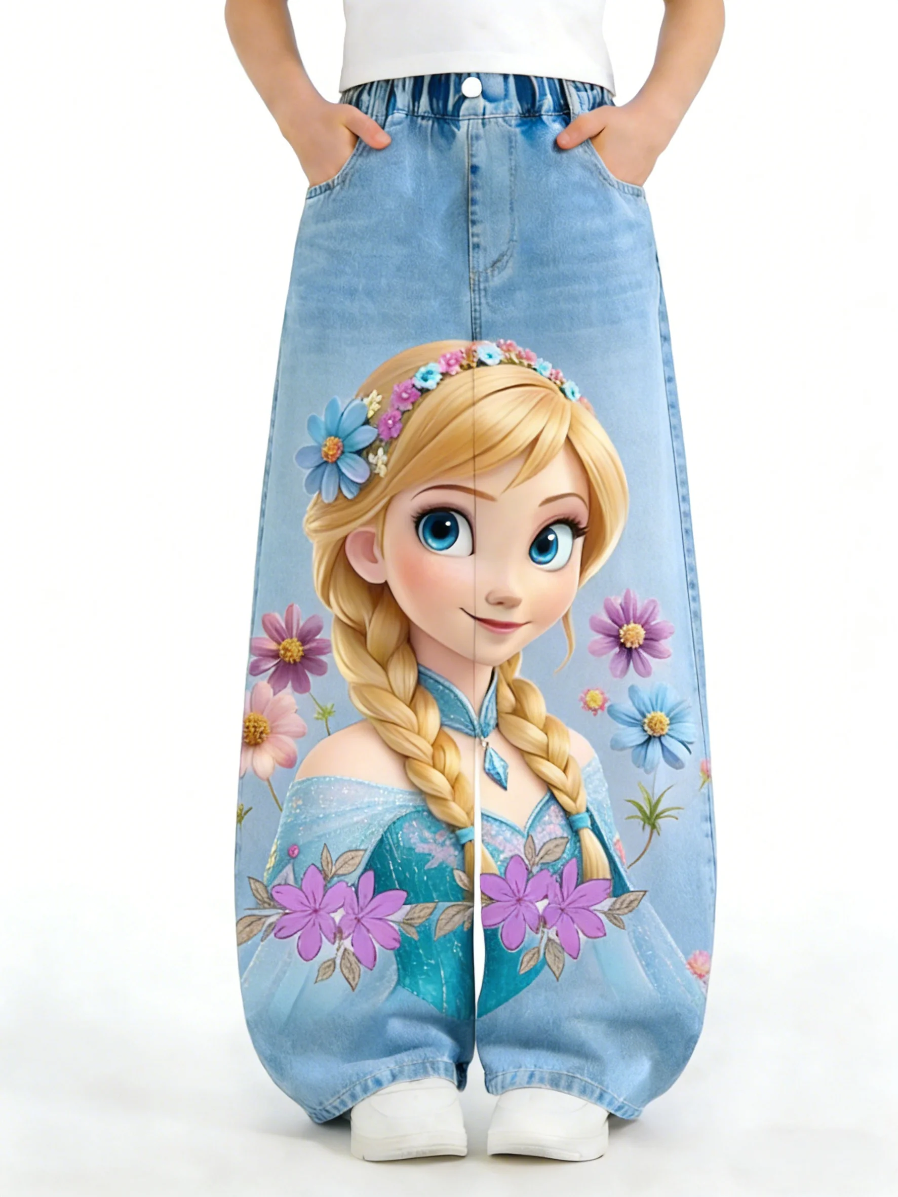 

Disney Official Girls' Cowboy Pants, Stretch Slim Fit Long Pants for Older Girls, Casual Pants for Spring and Autumn