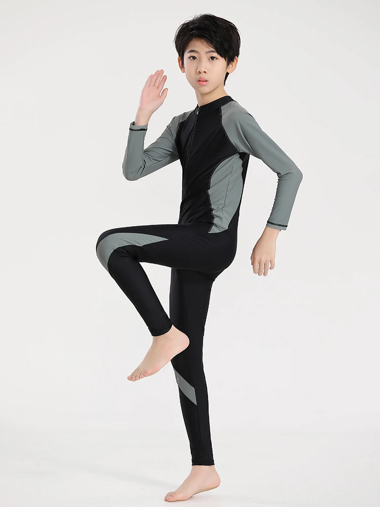

New 2024 Children's One-Piece Swimsuit Long Sve Pants for Swimming Playund Sun Protection Boys' Training Suit