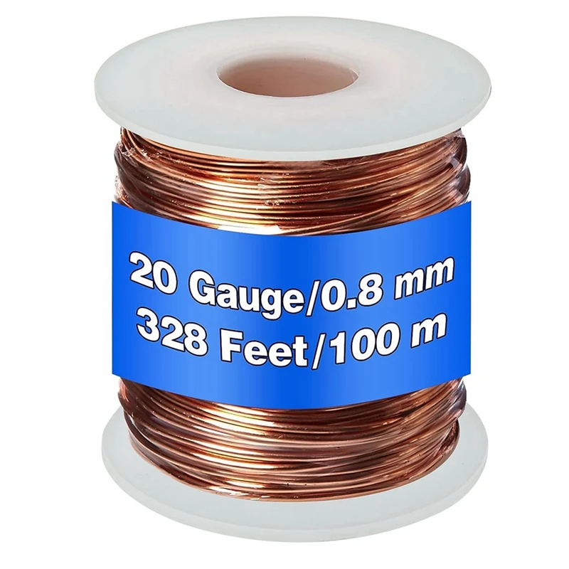 99.9% Dead Soft Copper Wire, 20 Gauge/ 0.8 mm Diameter, 328 Feet/ 100 M, 1 Pound Spool Pure Copper Wire