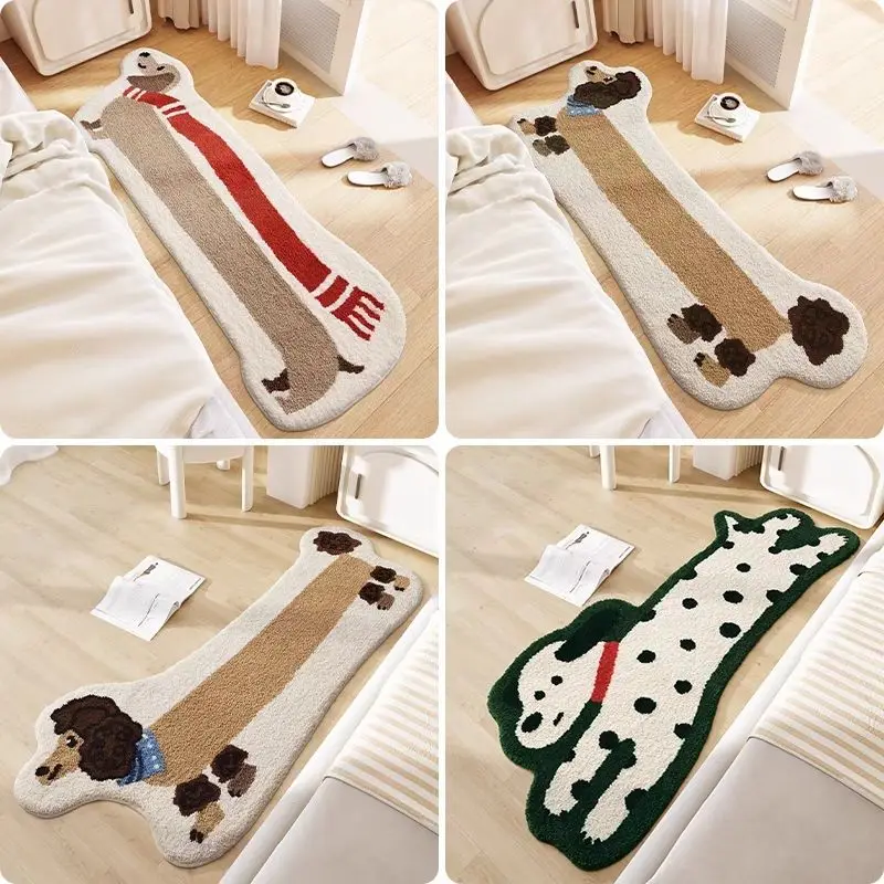 VIKAMA Imitation Cashmere Bedside Carpet Living Room New High-End Children's Room Floor Mat Long Strip Home Girl's Bedroom Mat
