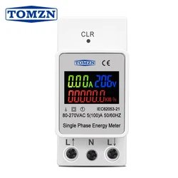 TOMZN 3in1 din rail AC 110V 220V 100A Voltage Current KWH Electric energy monitor meter VOLT AMP voltmeter ammeter Wattmeter