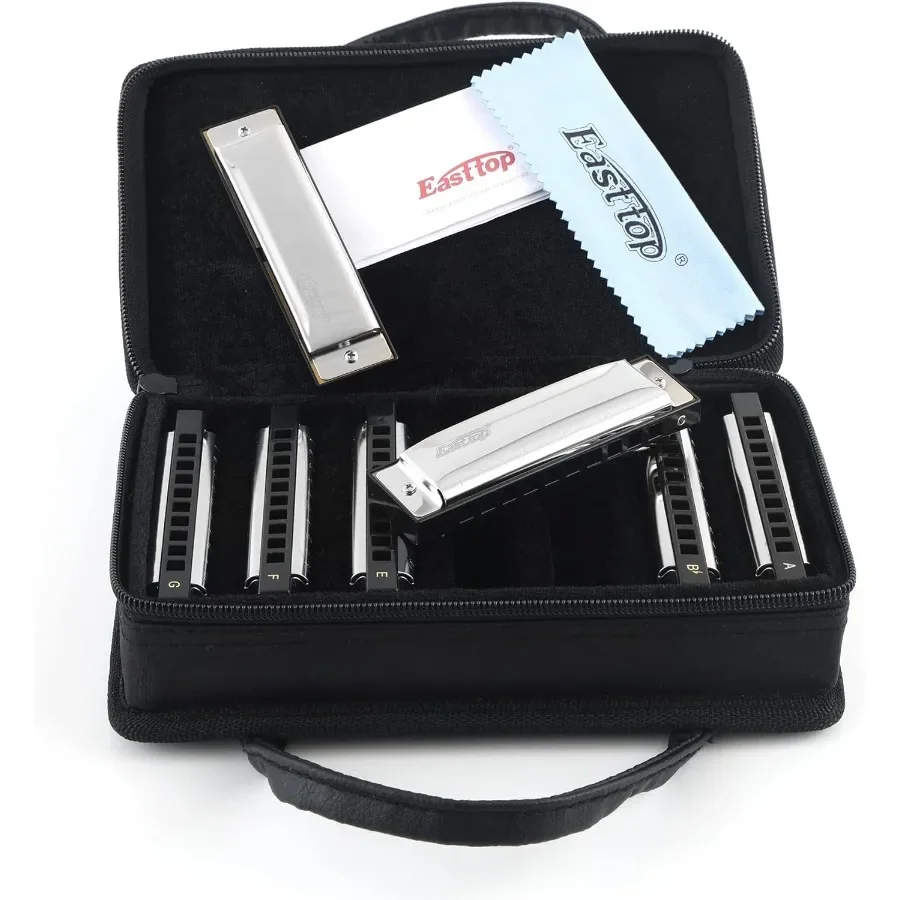 East top Harmonica ensemble de 7 10 trous 7 couleurs Diatonic Blues Harmonica ensemble pour adultes professionnels et étudiants comme cadeau Perf