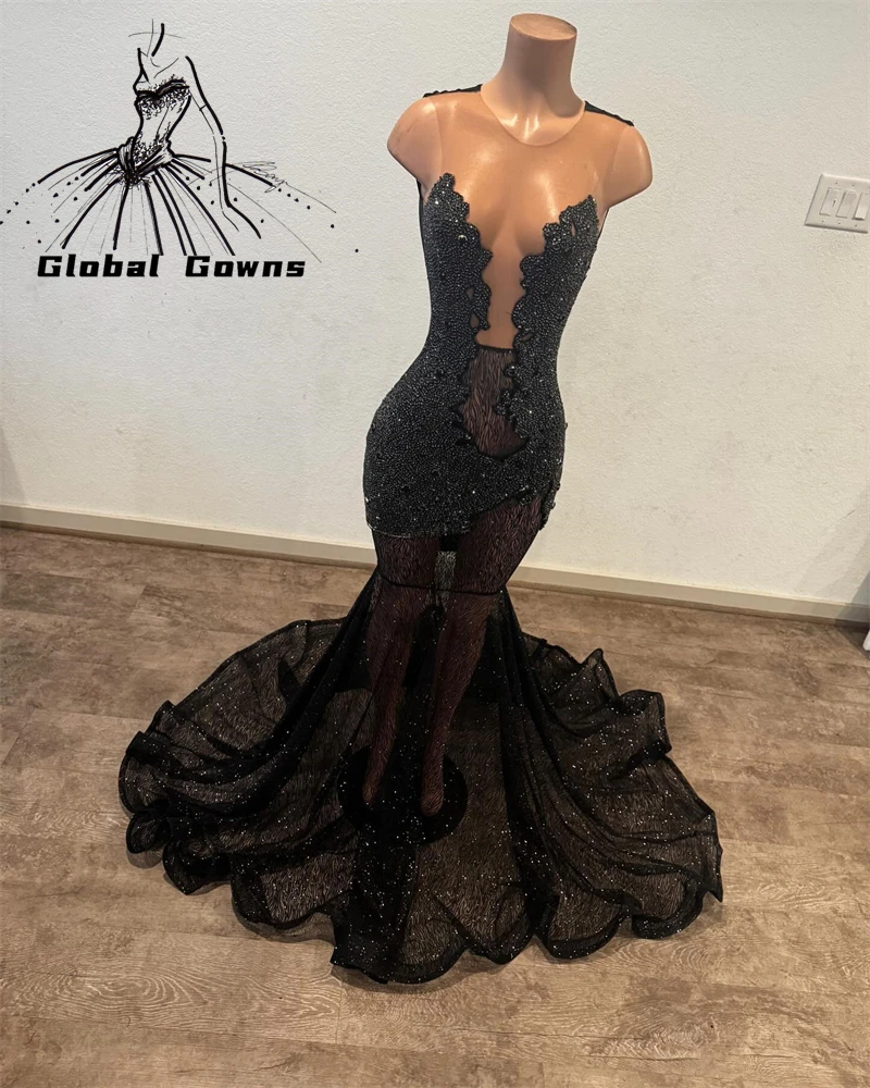 

New Arrival Evening Dress For Black Girl Bead Wedding Occasion Dresses Rhinestone Chic And Elegant Woman Gown Robe De Customized