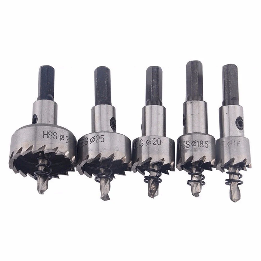 

5pcs Hole Drill Bit Set for Metalworking Woodworking Stainless Steel Cutter Precise Cutting Ideal Lock Knob Drilling Desks