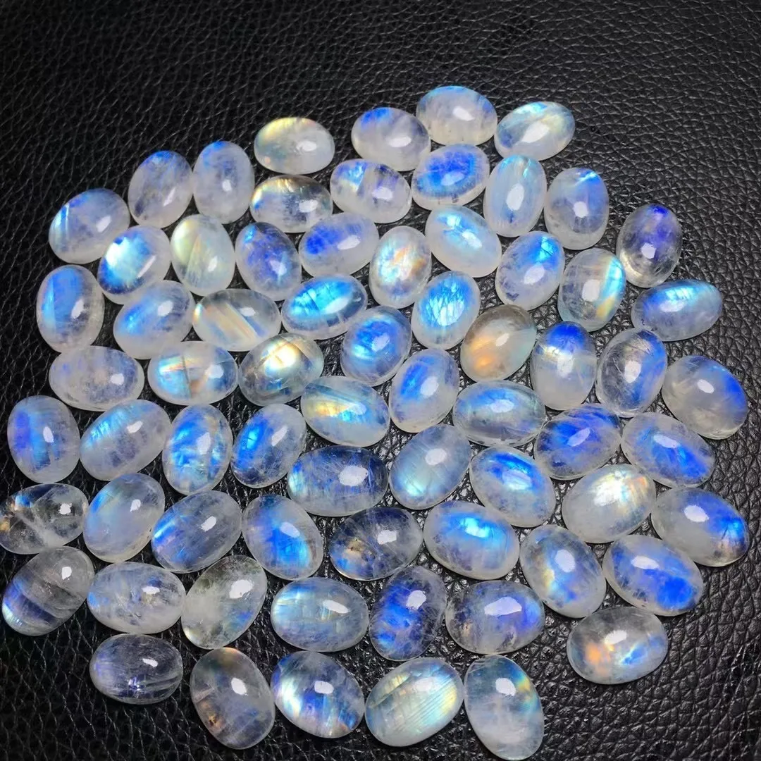 1 Pc Fengbaowu Natural Stone Rainbow Blue Moonstone Oval Cabochon Pendant 925 Sterling Silver Jewelry Gift For Women Men - Image 3