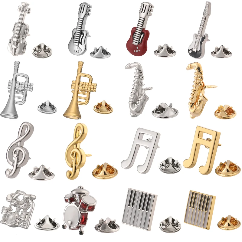 Luxury men\'s and women\'s brooches music necktie pin guitar piano saxophone drums lapels pins hats scarves accessories jewelry