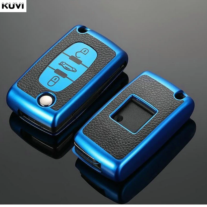 2 3 Button Key Case Cover for Citroen C-Crosser C3 C4 Picasso Berlingo Case for Peugeot Partner Tepee 207 307 308 407 Keychain