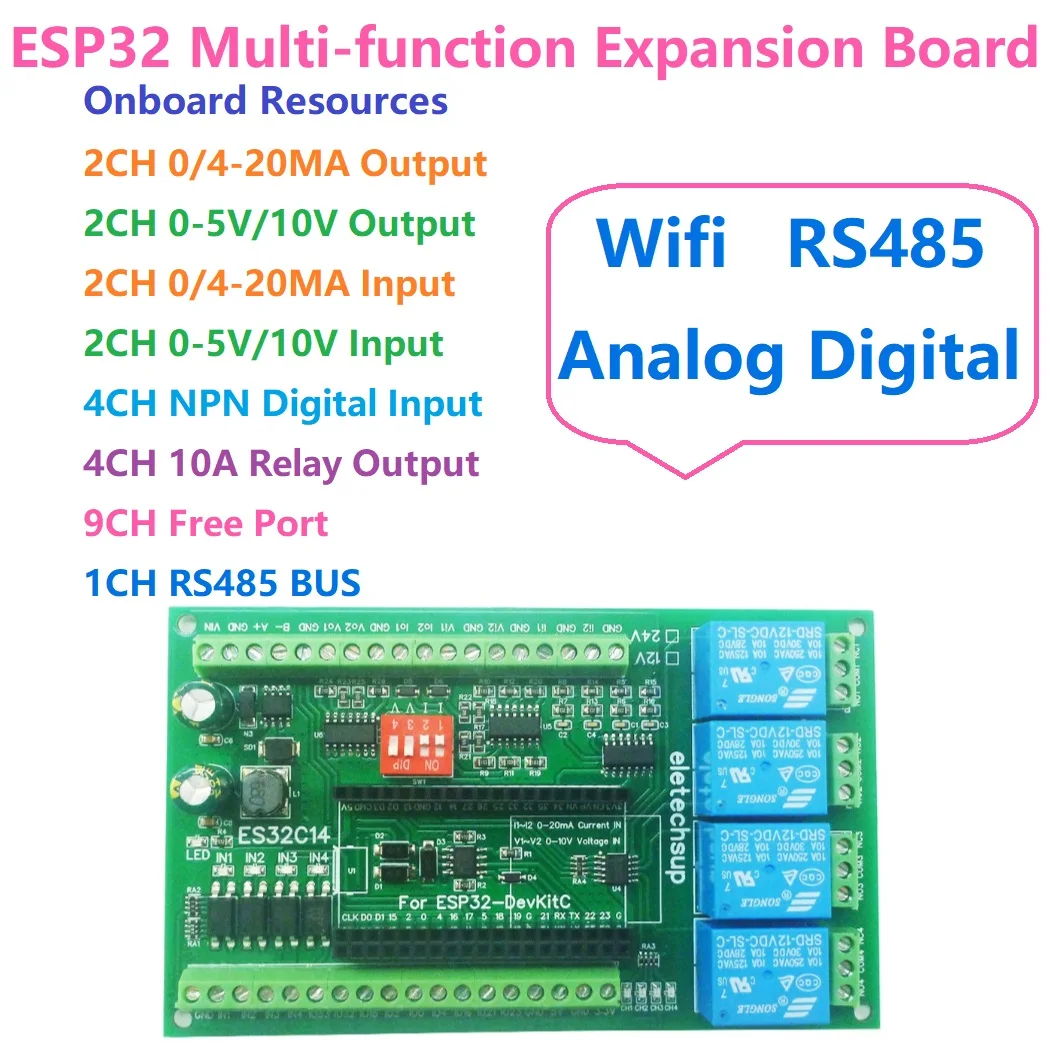 

Модуль реле Wi-Fi для Arduino WEB MQTT Ethernet Network Http RS485 2AO 2AI 4DI 4DO ESP32, многофункциональная плата расширения Modbus