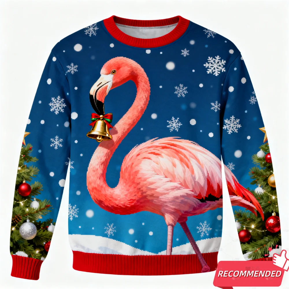 2025 عيد ميلاد سعيد الحيوان بلوزات قبيحة مضحك الغوريلا البطريق ثلاثية الأبعاد طباعة بلوزات للنساء ملابس رجالي رياضية طاقم الرقبة