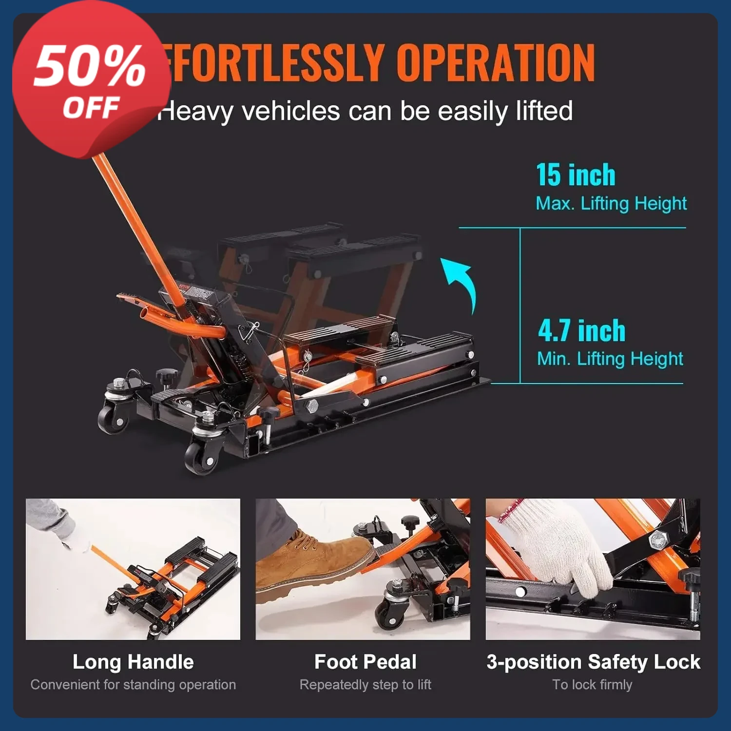 

Hydraulic Motorcycle Lift Jack 1500 LBS Capacity ATV Scissor Lift Jack Portable Motorcycle Lift Table