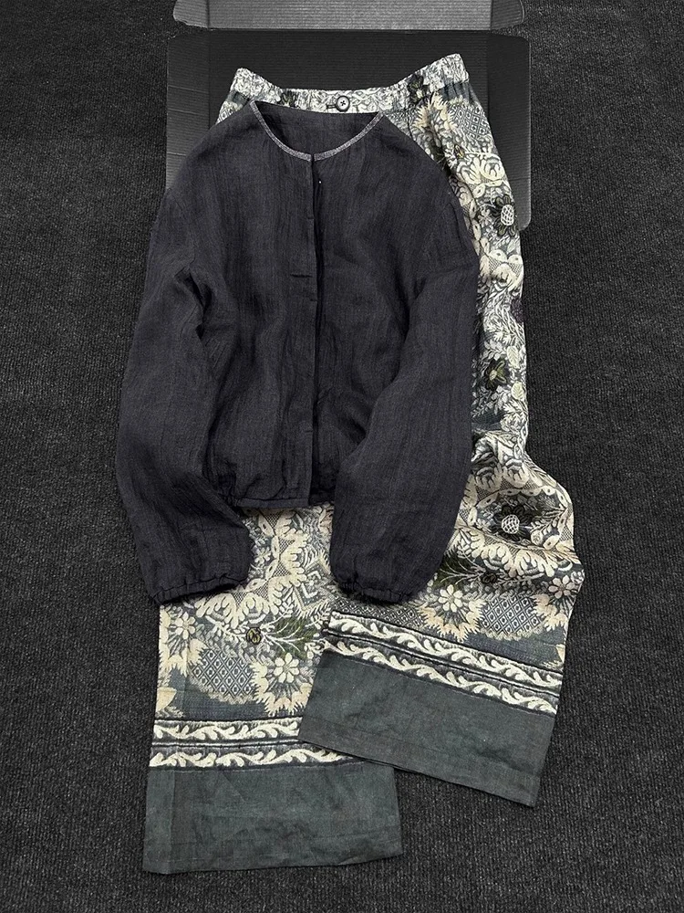 

Элегантный комплект свободного кроя 2026: модный весенний топ и широкие брюки, универсальный повседневный комплект из двух предметов