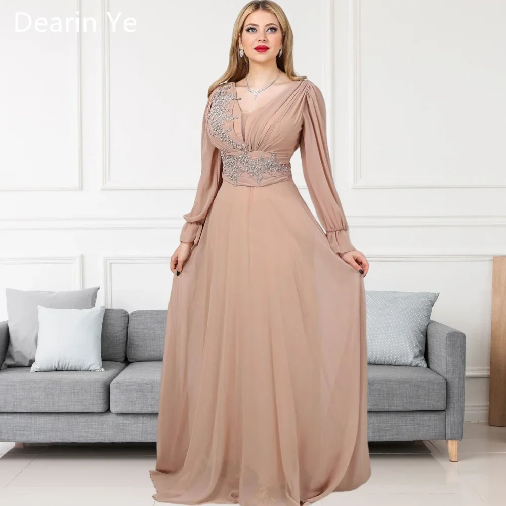 

Saudi Arabia Formal Gown Prom Dearin V-neck A-line Ankle Length Skirts Draped Bespoke Occasion Dresses Evening Dress