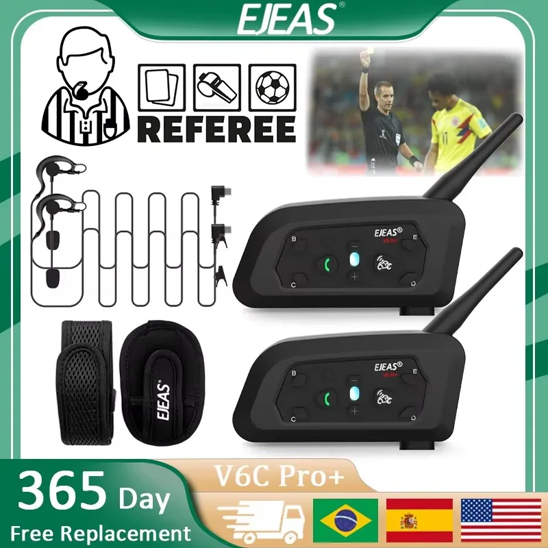 

EJEAS V6C PRO+ Referee Intercom Headsets Professional Football Full Duplex Bluetooth Headphones Waterproof IP67 Communicators