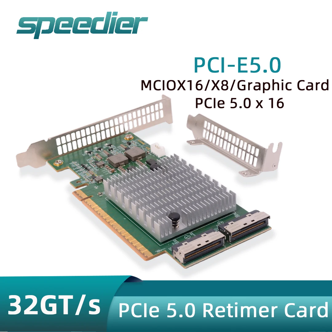 PCIe 5.0 Retimer Card MCIO X16 X8 Graphics Card GPU SSD Equipped External Video Hard Disk Expansion 32GT/S SFF-TA-1016 Rev11