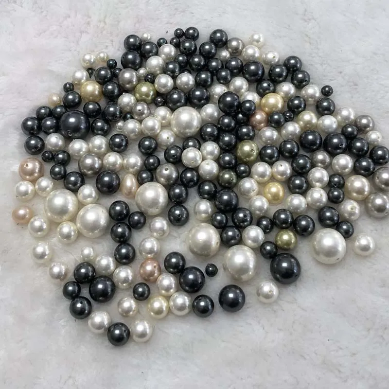 ELEISPL 215PCS Loose Beads Half drilled Perfect Round 6-16mm Mixed Sea Shell Mother of Pearl  #23503-4