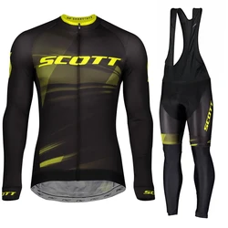 SCOTT Bicycles Long Cycling Pants With Padding for Men Bike Jersey Set Sleeve Breathable Bib Autumn Man Maillot Summer Leg Men's