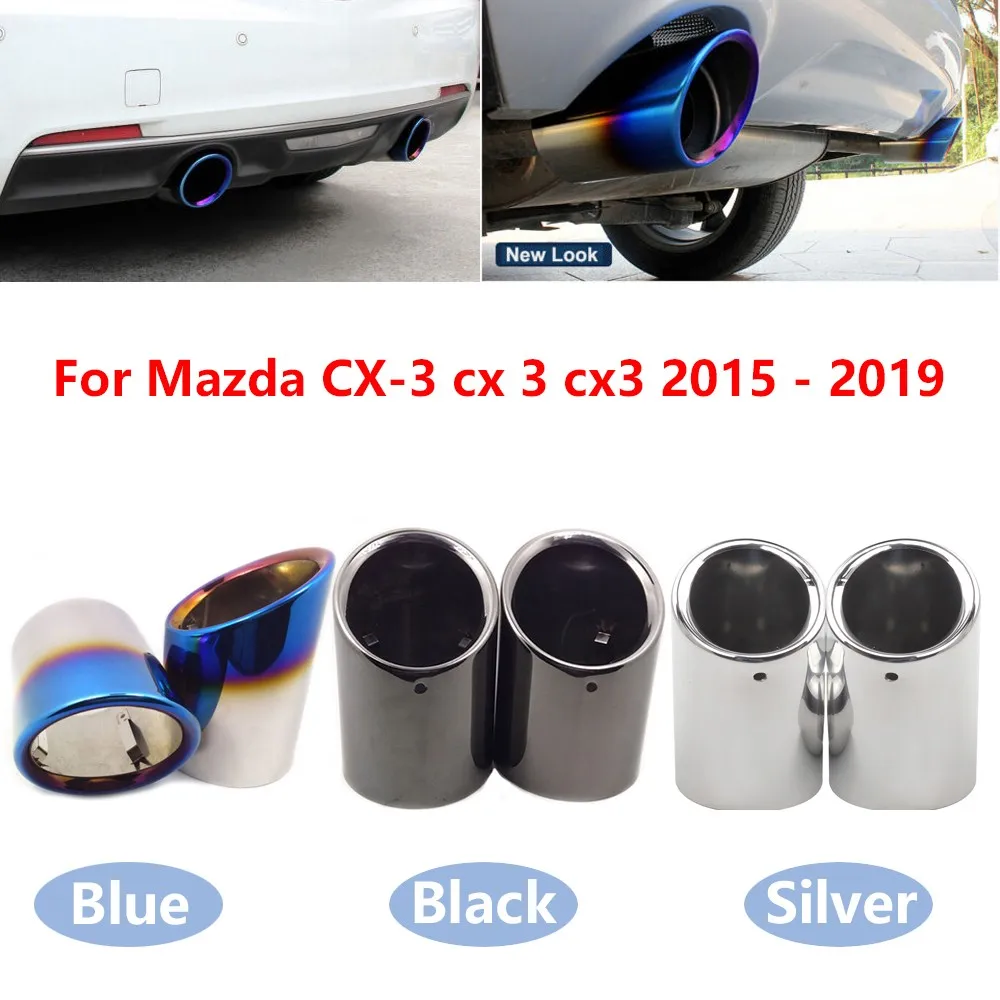 1 Pair Tail Tip End Pipe Exhaust Rear Muffler for Mazda 3 Mazda3 Axela 2019 2020 Metal Decoration Car Accessories