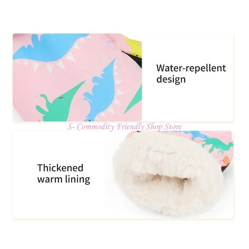 

85AE 1 Pair Snow Gloves Adjustable Wrist Gloves Winter Warm Mittens Outdoor Skiing Gloves Skating Essential for Kids