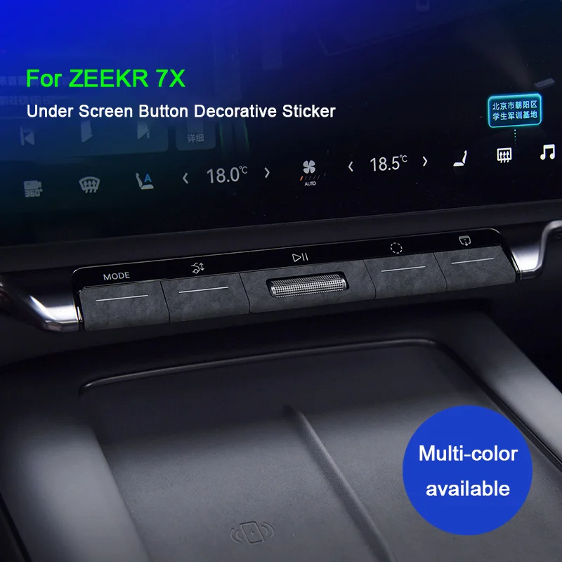 For ZEEKR 7X 2025, Super Suede Car Central Control Screen Under The Button Decorative Stickers Anti-Scratch Interior Accessory