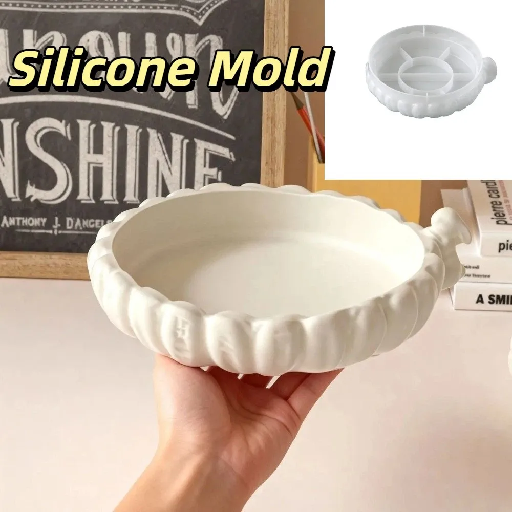 Decorative Tray Mold Silicone Rabbit Tray Mold Round Soft Easter Mold Handmade Non-stick Jewelry Storage Tray Mold Soap Crafting