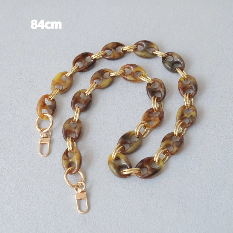 Neue Modische Damen-Taschenaccessoires: Leoparden-Muster, Bonbon-Rot, Blau, Acrylharz, Metallkette, Schulterriemen, Lange Kette für Umhängetaschen – Detail 24