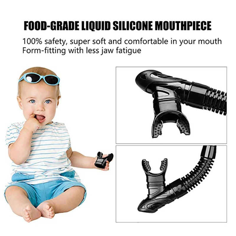 Snorkel antisifón silicona adultos niños – Natación buceo - imagen 4